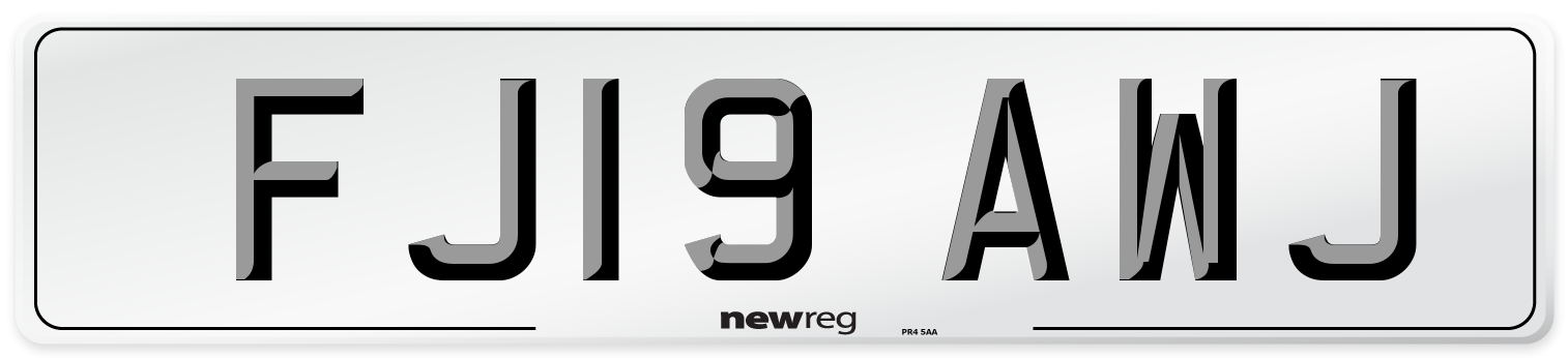FJ19 AWJ Number Plate from New Reg
